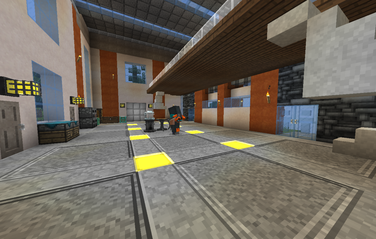 Chisel cobble with inverted yellow lamps.