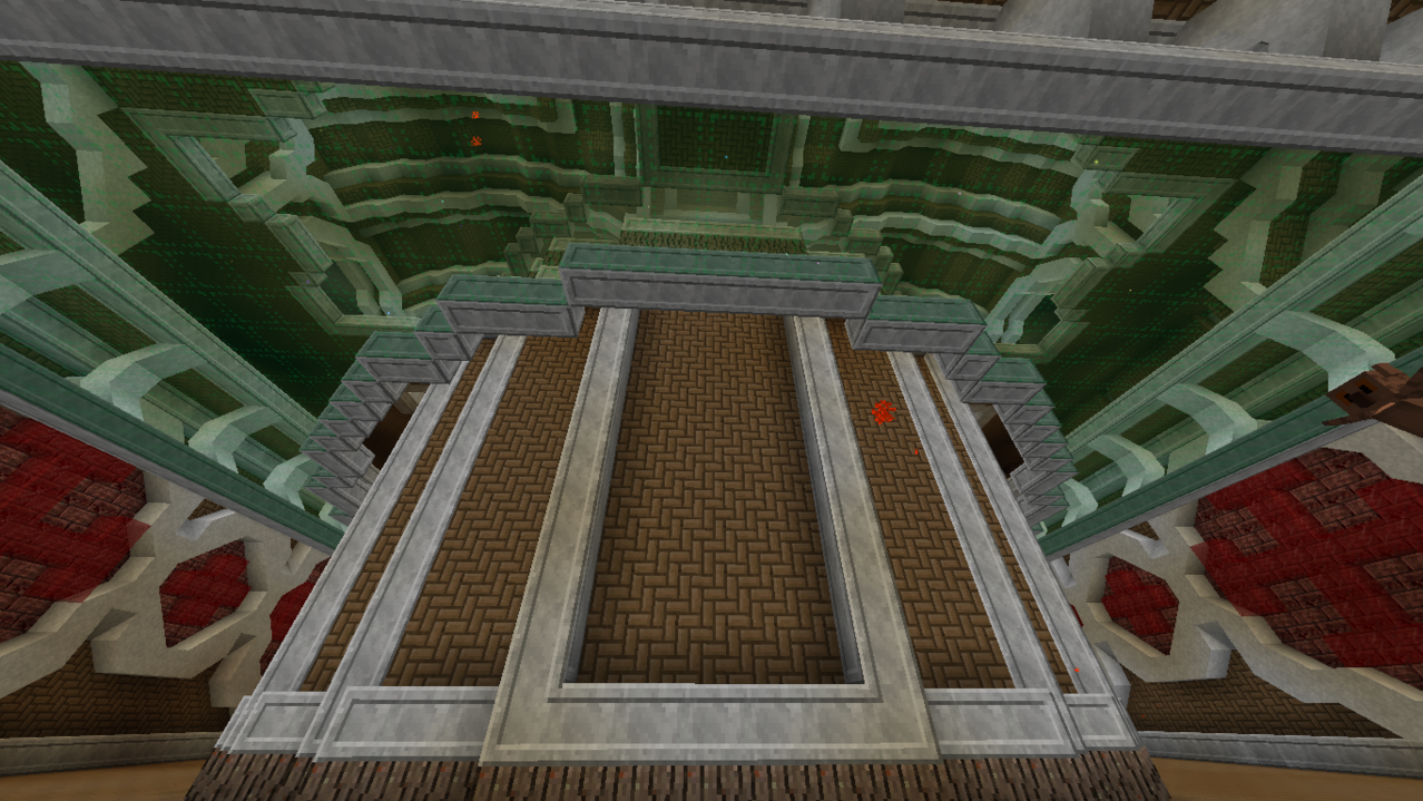 Another View Of Blood Magic Tower, Nether-rack and red glass pattern on walls w/ flower style marble