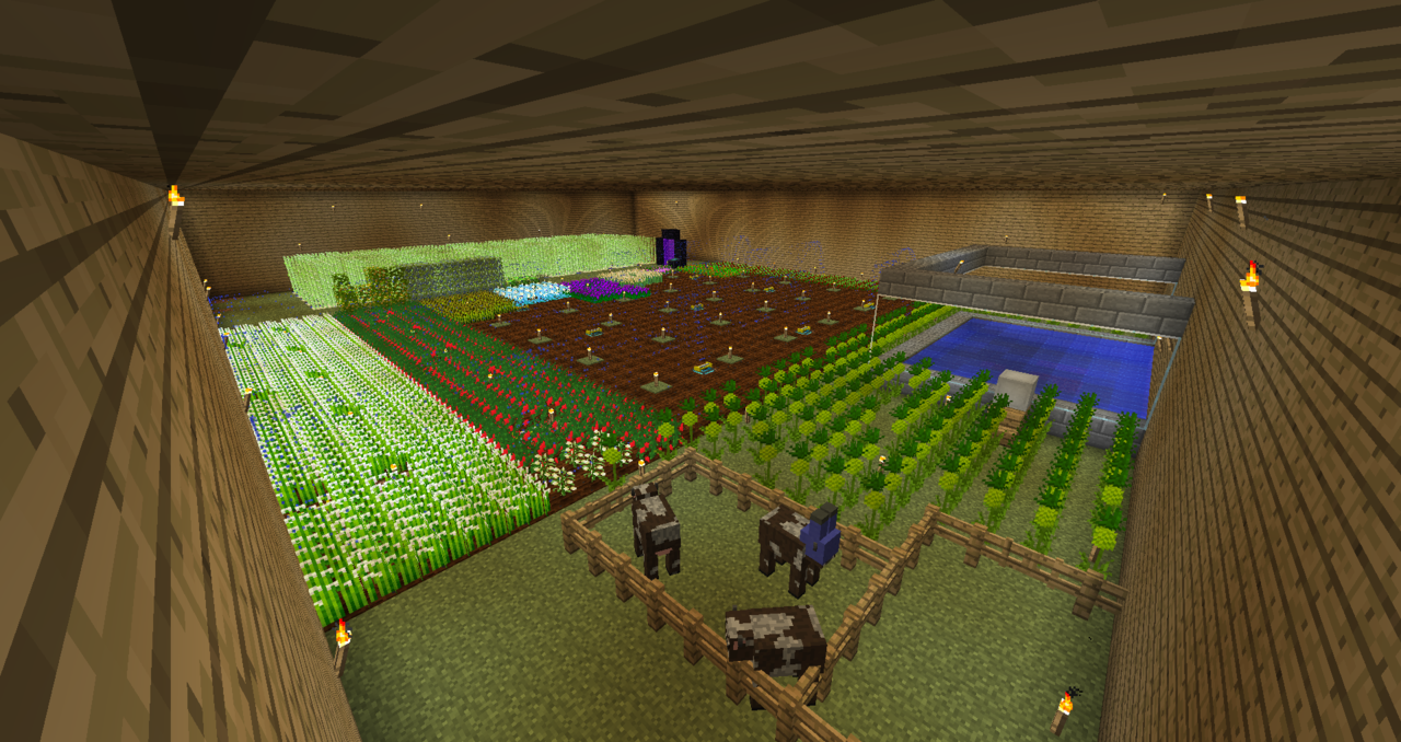 The farm is what you see when you enter. Sprinkler system underground. I sell the excess farm...