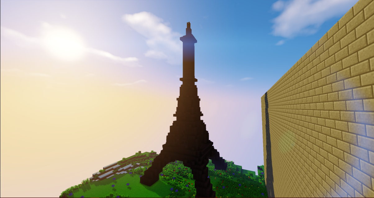 Name: Eiffel tower<br />
Blocks: Black Lamps<br />
Time: 2.30Hr<br />
Shaders: sildurs vibrant...