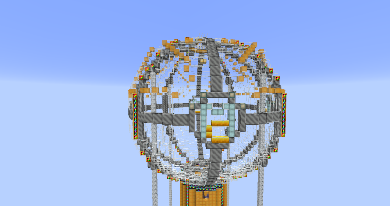 the sphere is made mostly of glass and tyrian blocks with some honey blocks as decoration.