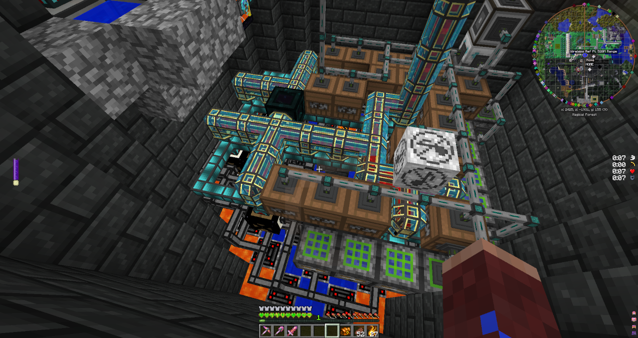 Just above the Automation section, the upper half of this tower is dedicated to cobblestone....