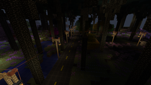 the road is done and powered street lamps installed its coming along swell