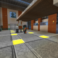 Chisel cobble with inverted yellow lamps.