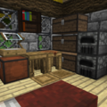 My main working area.  Tinker's stuff, storage, furnaces and a bed.  I'll put my tech stuff in another building.